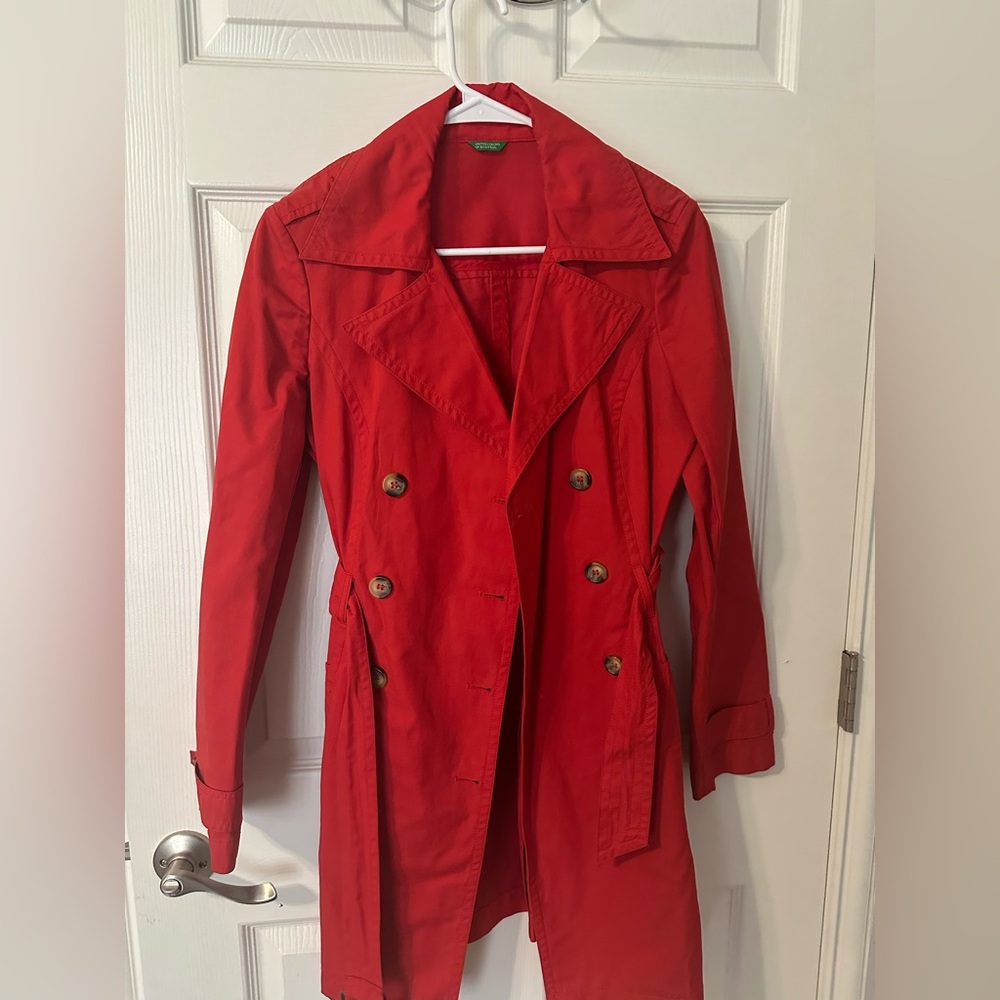 United colors of Benetton red trench coat size small